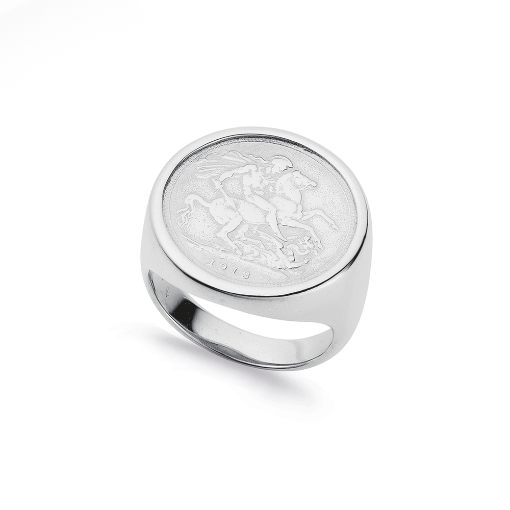 Sterling Silver Replica Coin Ring Size W Pascoes