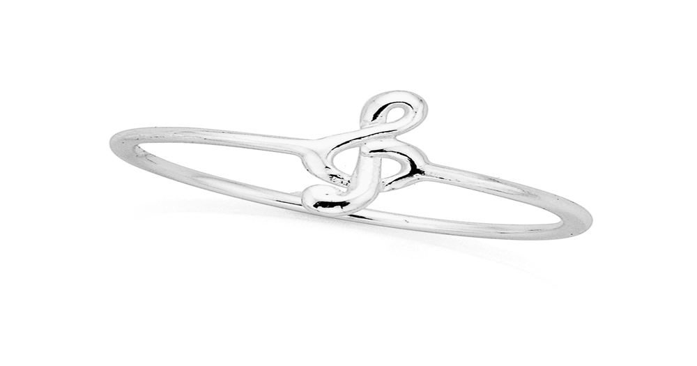 Sterling Silver Treble Clef Ring | Pascoes